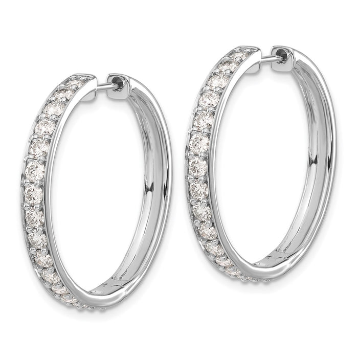 Exclusive 14K White Gold Diamond-Accented Hinged Hoop Earrings - Stylish Value!-2