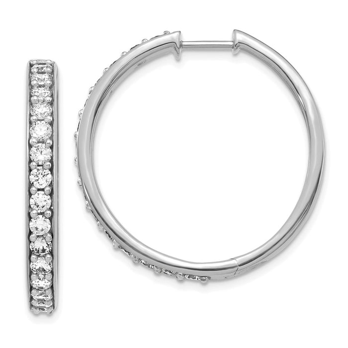 Exclusive 14K White Gold Diamond-Accented Hinged Hoop Earrings - Stylish Value!-1