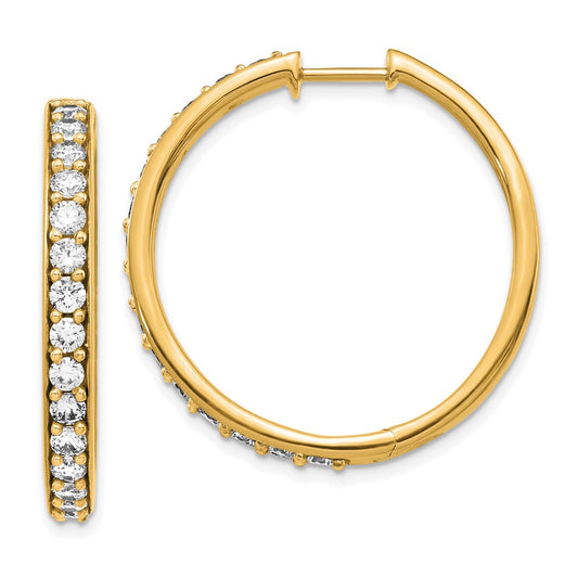 Shop 14K Gold Diamond-Accented Hinged Hoop Earrings - Stylish Luxury Value!