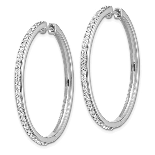 Buy Exclusive 14K White Gold Diamond-Accented Hinged Hoop Earrings - Stylish Value!