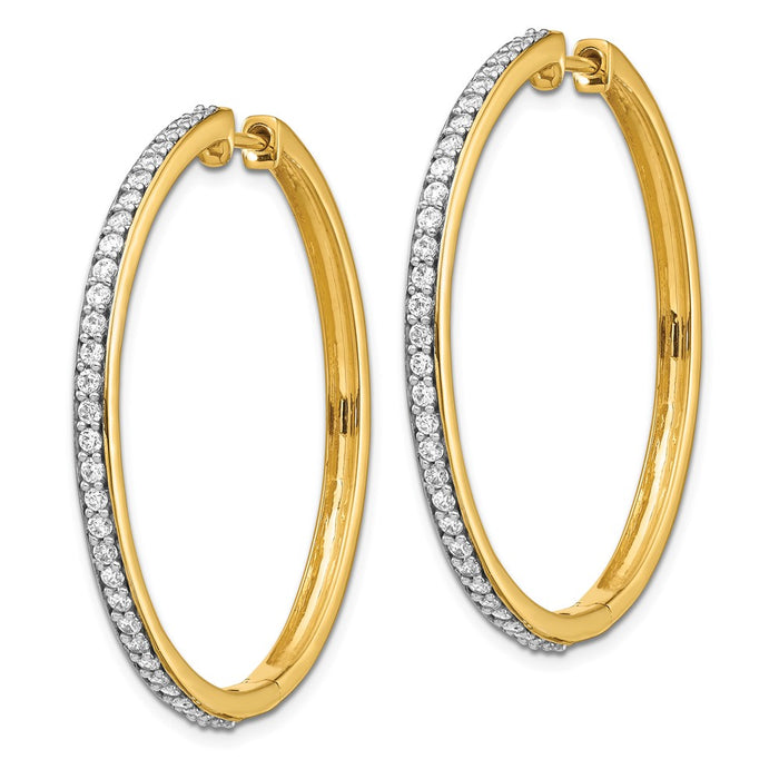 Buy Stylish 14K Gold Diamond-Accented Hinged Hoop Earrings - 1.5" Premium Design-2