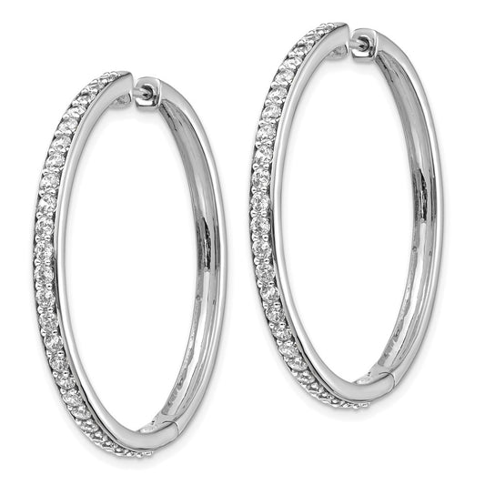 Buy Stylish 14K White Gold Diamond-Accented Hinged Hoop Earrings - 1.5"