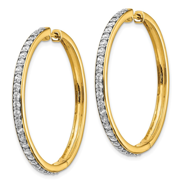 Shop Stylish 14K Gold Diamond-Accented Hinged Hoop Earrings - Value Set!-2