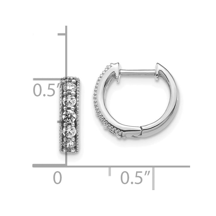 Shop Stylish 10K White Gold Diamond-Accented Milgrain Hoop Earrings - Value!-4
