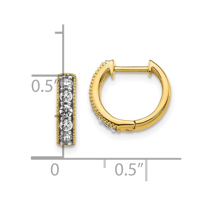 Buy Exclusive 10K Yellow Gold Diamond-Accented Milgrain Hoop Earrings-4