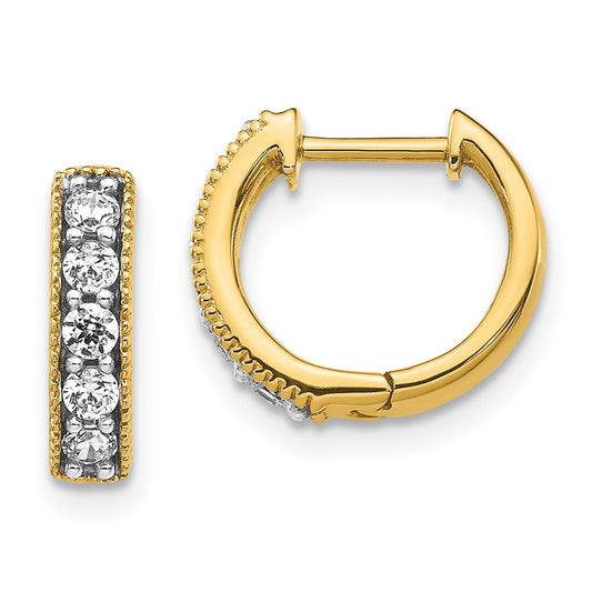 Buy Exclusive 10K Yellow Gold Diamond-Accented Milgrain Hoop Earrings
