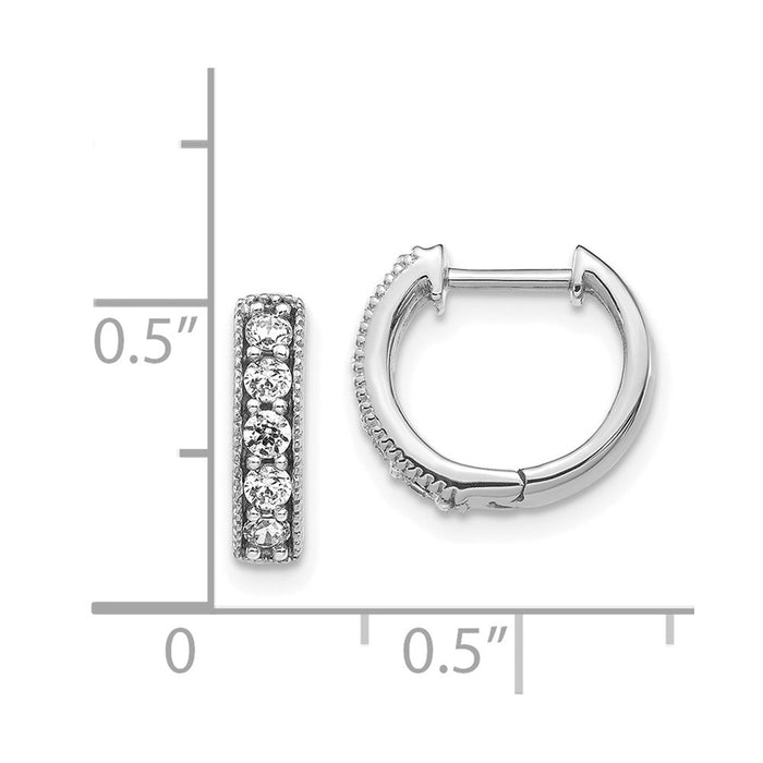 Exclusive 14K White Gold Diamond-Accented Hinged Hoop Earrings - Stylish Value-4