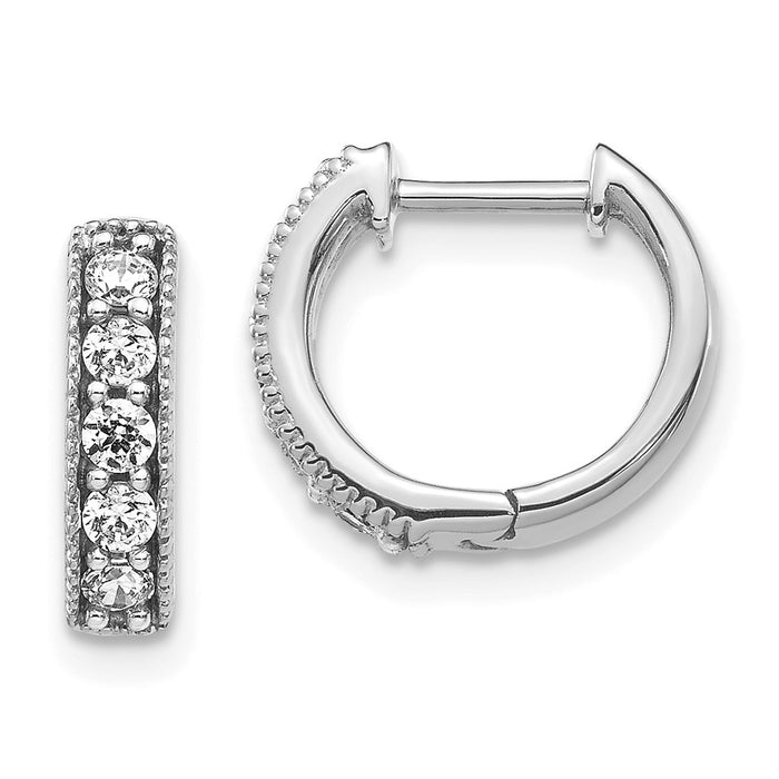 Exclusive 14K White Gold Diamond-Accented Hinged Hoop Earrings - Stylish Value-1