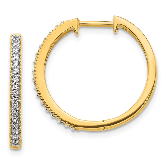 Designer 14K Yellow Gold Diamond-Accented Milgrain Hoop Earrings - Affordable Luxury-1
