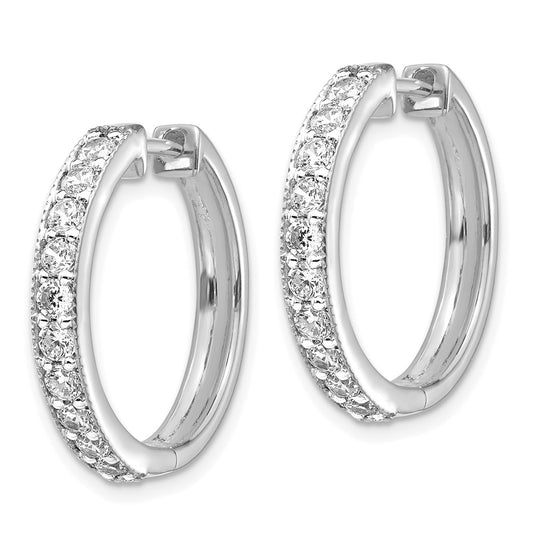 Buy Stylish 14K White Gold Diamond-Accented Hinged Hoop Earrings