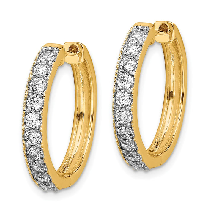 Exclusive 14K Yellow Gold Diamond-Accented Milgrain Hoop Earrings - Stylish Value-2