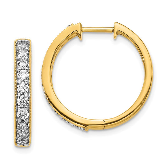 Exclusive 14K Yellow Gold Diamond-Accented Milgrain Hoop Earrings - Stylish Value