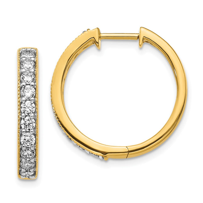 Exclusive 14K Yellow Gold Diamond-Accented Milgrain Hoop Earrings - Stylish Value-1