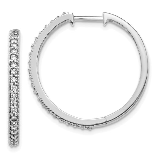 Buy 14K White Gold Hinged Hoop Earrings - 1/2 Carat Lab-Grown Diamonds, Stylish Design