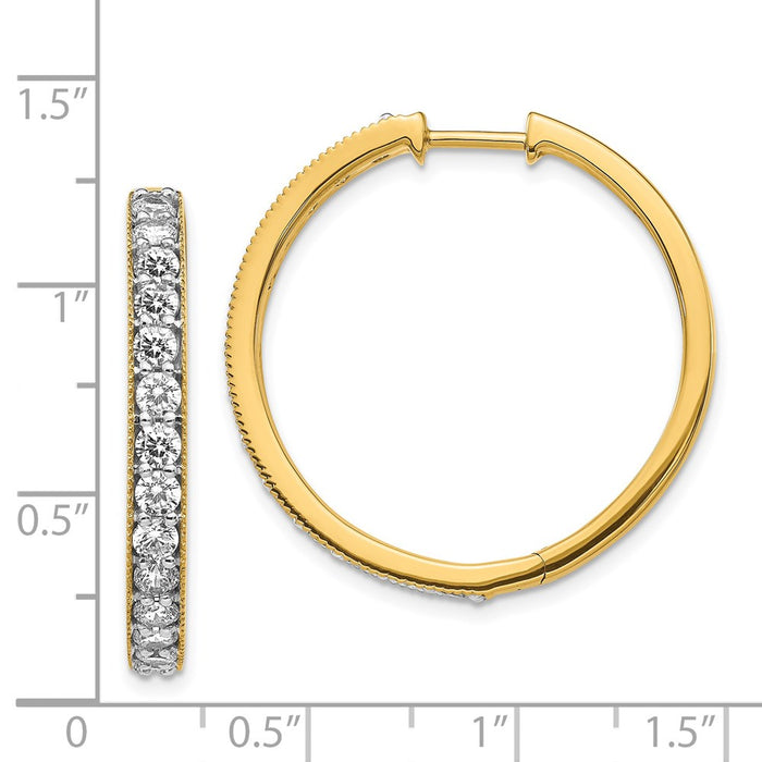 Shop Stylish 14K Yellow Gold Diamond-Accented Hinged Hoop Earrings - 1.5"-4