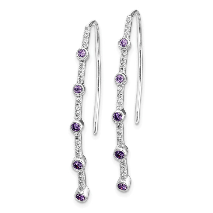 Exclusive 14K White Gold Amethyst & Diamond Earrings - Stylish & Affordable!-2