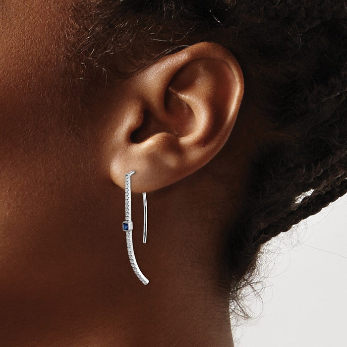 Shop Exclusive 14K White Gold Sapphire & Diamond Earrings - Stylish Luxury!-3