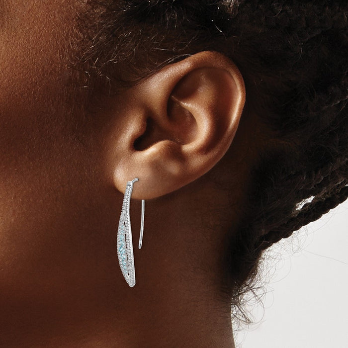 Shop Stylish 14K White Gold Aquamarine & Diamond Earrings - Luxury Value!-3