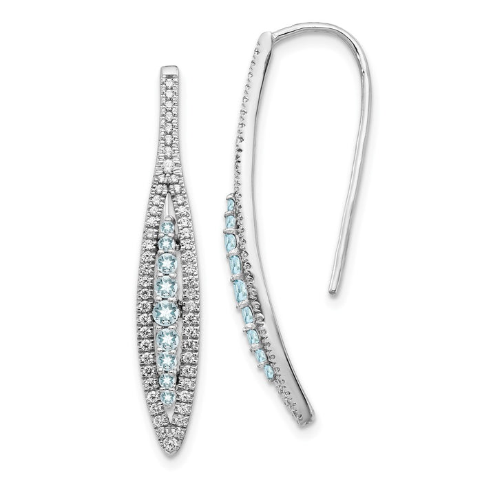 Shop Stylish 14K White Gold Aquamarine & Diamond Earrings - Luxury Value!-1