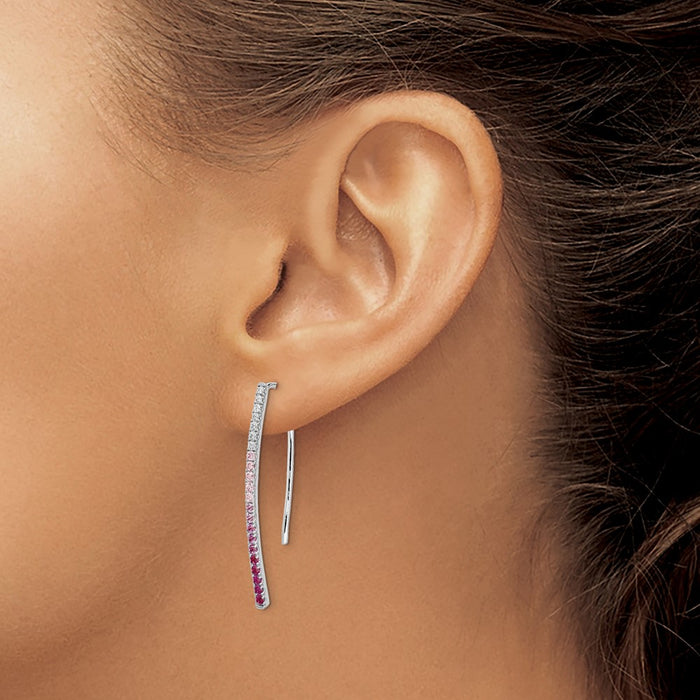 Shop Exclusive 14K White Gold Earrings with Diamonds & Pink Sapphires - Stylish Value-3