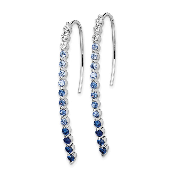 High-Quality 14K White Gold Sapphire & Diamond Earrings - Stylish Value Jewelry-2