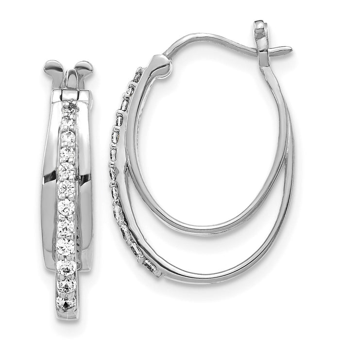 High-Quality 10K White Gold Diamond Hoop Earrings - Stylish, Luxury Design-1