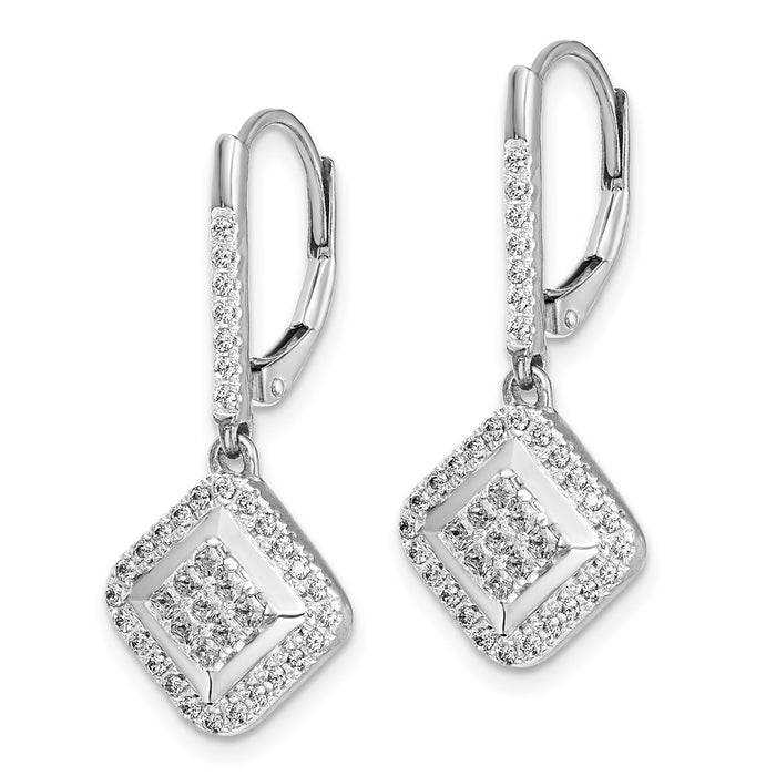 Exclusive 14K White Gold Diamond Cluster Drop Earrings - Stylish & Affordable-2