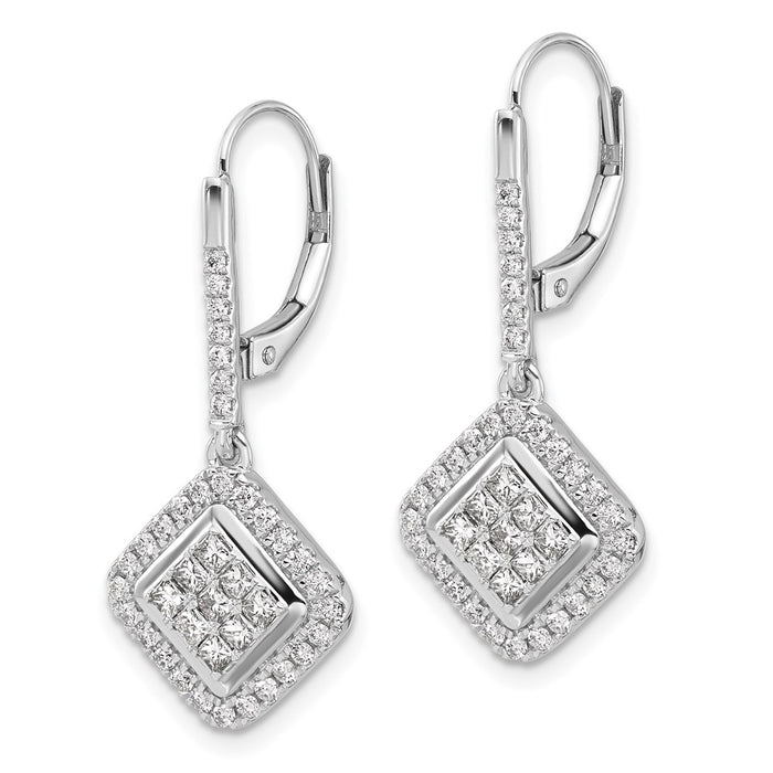 Shop Stylish 14K White Gold Diamond Cluster Drop Earrings - Affordable Luxury-2