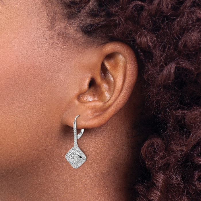 Shop Stylish 14K White Gold Diamond Cluster Drop Earrings - Affordable Luxury-3