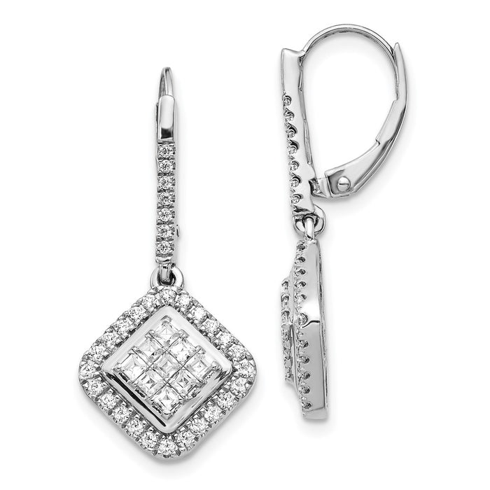 Shop Stylish 14K White Gold Diamond Cluster Drop Earrings - Affordable Luxury-1