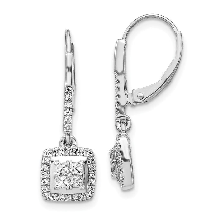 Buy Stylish 14K White Gold Diamond Cluster Drop Earrings - Affordable Luxury-1