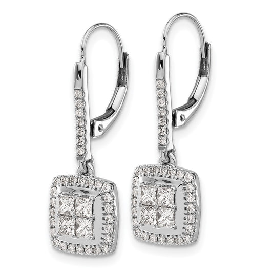 Buy 14K White Gold Diamond Cluster Drop Earrings - Stylish & Affordable Luxury!