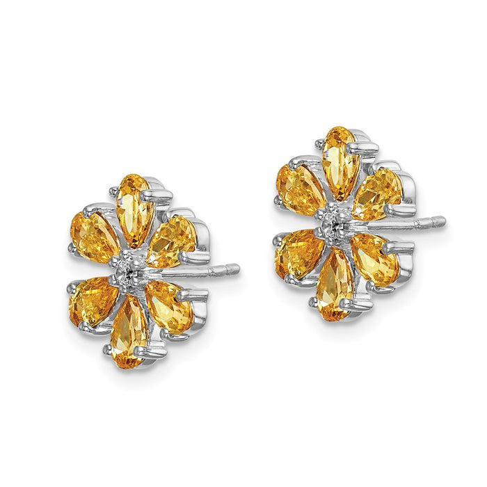 Shop Designer 14K White Gold Floral Earrings with Citrine & Diamonds - Luxury Style-2