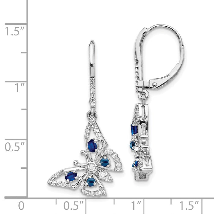Shop Stylish 14K White Gold Diamond & Sapphire Butterfly Earrings - 1.5" Long-4