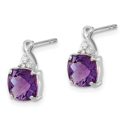 Shop Exclusive 14K White Gold Amethyst & Diamond Earrings - Stylish Value!