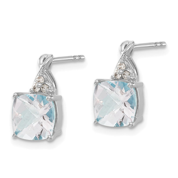 Buy Stylish 14K White Gold Aquamarine & Diamond Checkerboard Earrings-2