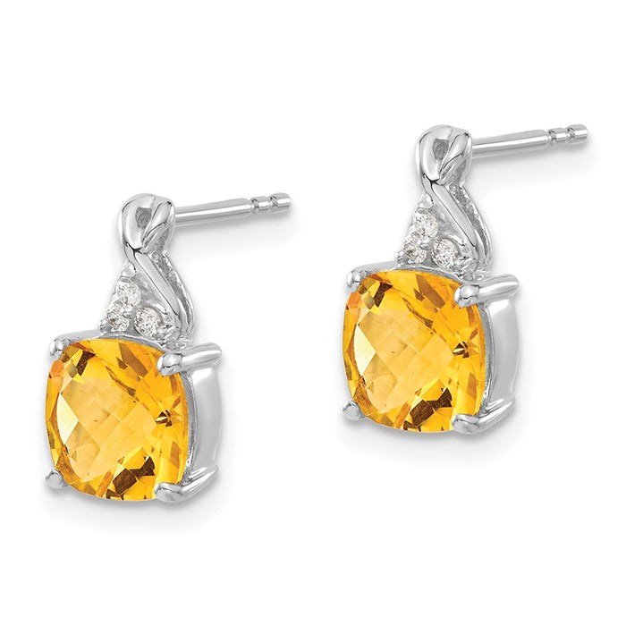 High-Quality 14K White Gold Citrine & Diamond Earrings - Stylish Value!-2