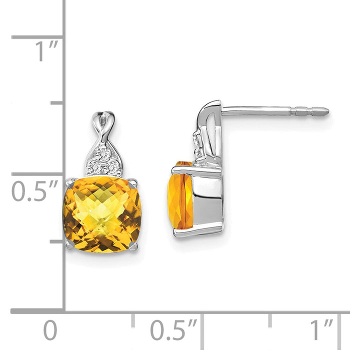 High-Quality 14K White Gold Citrine & Diamond Earrings - Stylish Value!-4