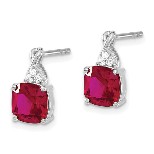 Buy 14K White Gold Checkerboard Ruby & Diamond Earrings | Stylish Luxury