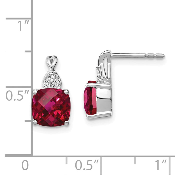 Buy 14K White Gold Checkerboard Ruby & Diamond Earrings | Stylish Luxury-4
