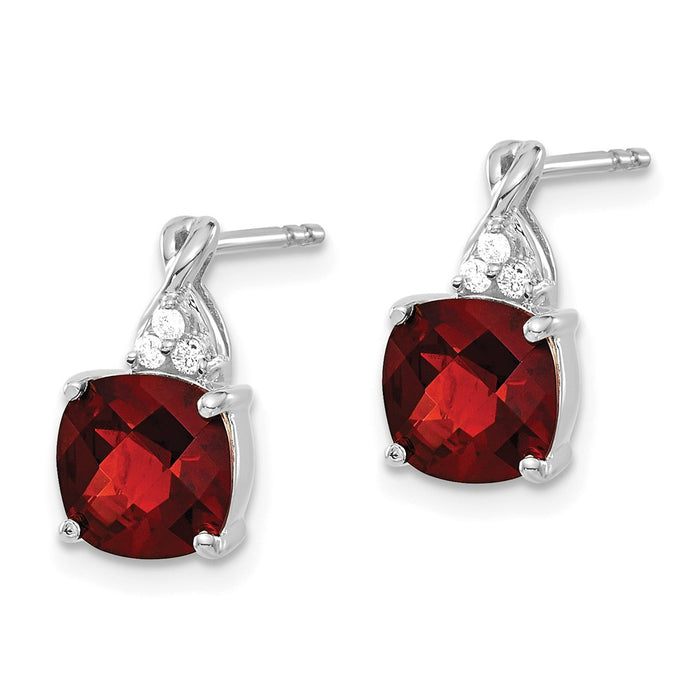 Buy Exclusive 14K White Gold Garnet & Diamond Checkerboard Earrings-2