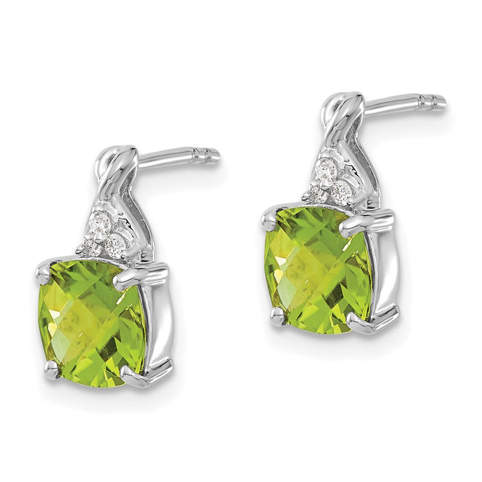 Buy Stylish 14K White Gold Peridot & Diamond Checkerboard Earrings - 1.5"-2