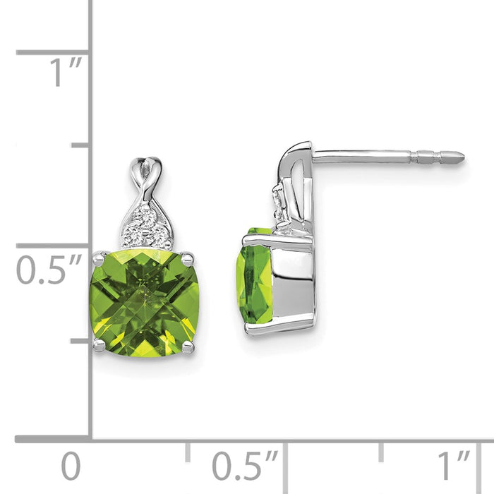 Buy Stylish 14K White Gold Peridot & Diamond Checkerboard Earrings - 1.5"-4
