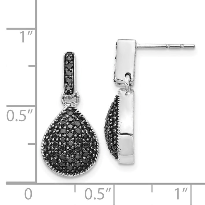 Buy Stylish 14K White Gold Black Diamond Teardrop Dangle Earrings - 5.5g-4