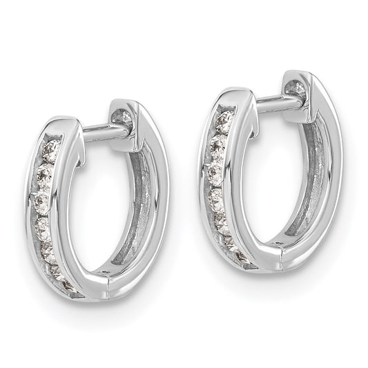 Shop 14K White Gold Diamond-Accented Hinged Hoop Earrings - Stylish Luxury!