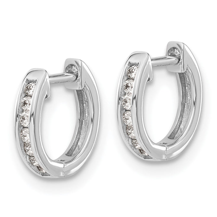 Shop 14K White Gold Diamond-Accented Hinged Hoop Earrings - Stylish Luxury!-2
