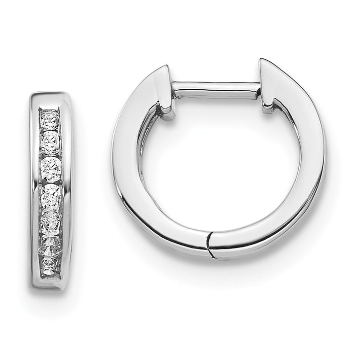 Shop 14K White Gold Diamond-Accented Hinged Hoop Earrings - Stylish Luxury!-1