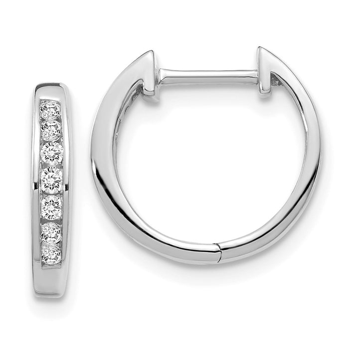 High-Quality 14K White Gold Diamond-Accented Hinged Hoop Earrings - Stylish Value-1