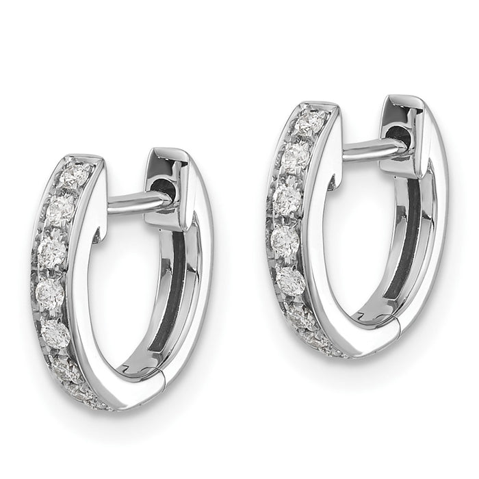 Shop Stylish 10K White Gold Diamond-Accented Hinged Hoop Earrings - Affordable Luxury-2