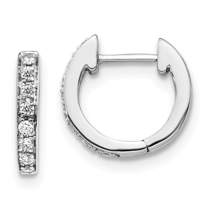 Buy Stylish 14K White Gold Diamond-Accented Hinged Hoop Earrings, 1.5"-1